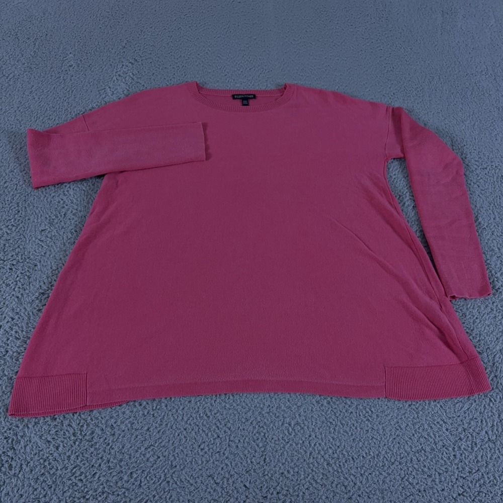 Eileen Fisher Sweater Womens XS Pink Tencel Pullover Knit Oversized Cozy Stretch